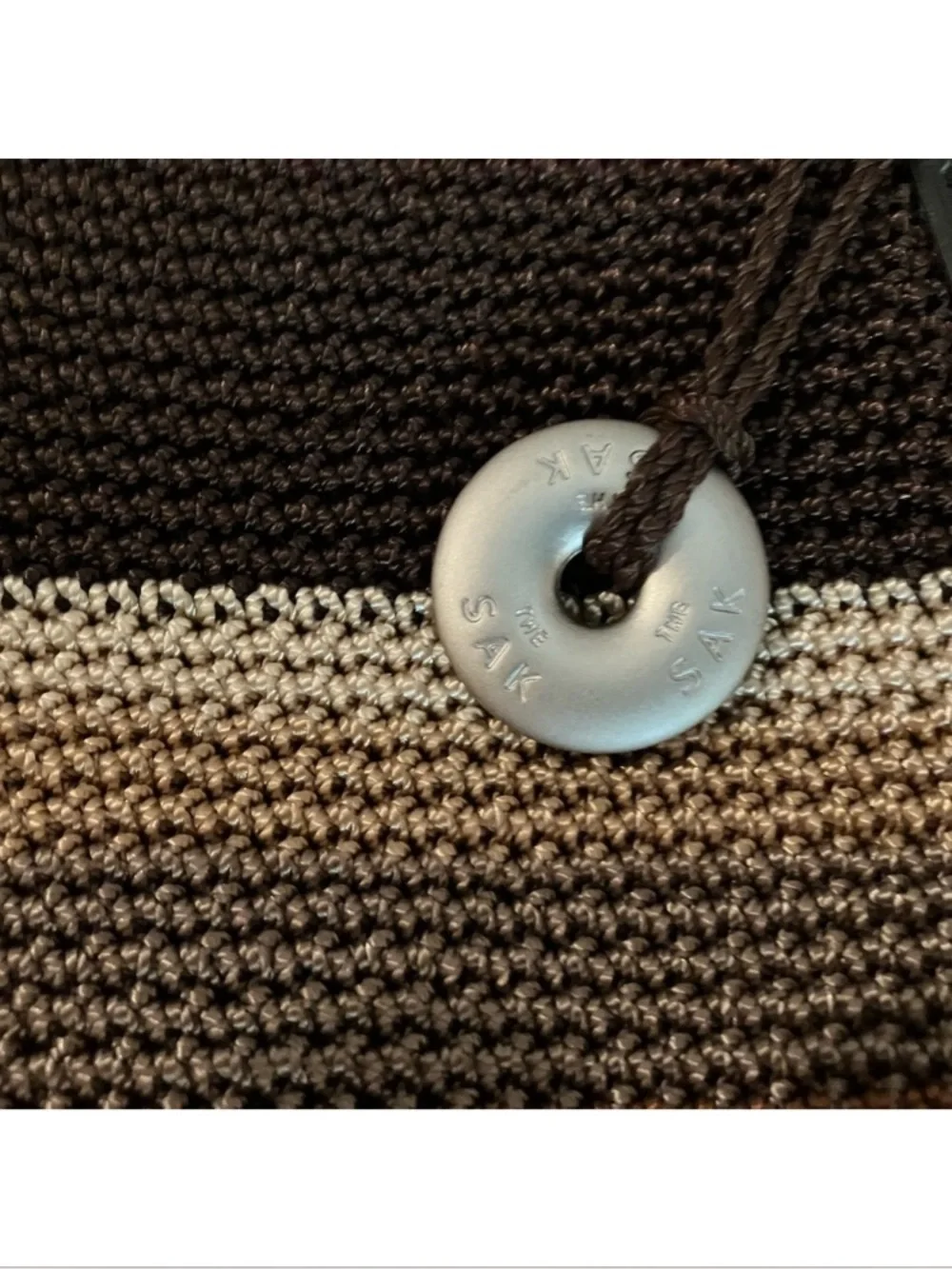 New The Sak Striped Knit Shoulder Bag in Burgundy, Brown & Cream - Picture 2 of 7